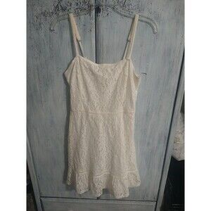 Hollister Lace Ruffled  Knee-length Dress Md Cream Y2K Cottage Core Feminine